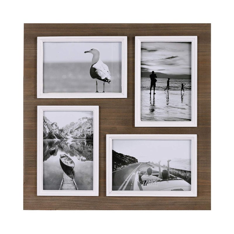 UMICAL 4x6 Picture Frames 4-Opening Solid Wood Collage Picture Frames Vintage Style Distressed Photo Frames with Real Glass for Table Top Stand or Wall Hanging - Image 1